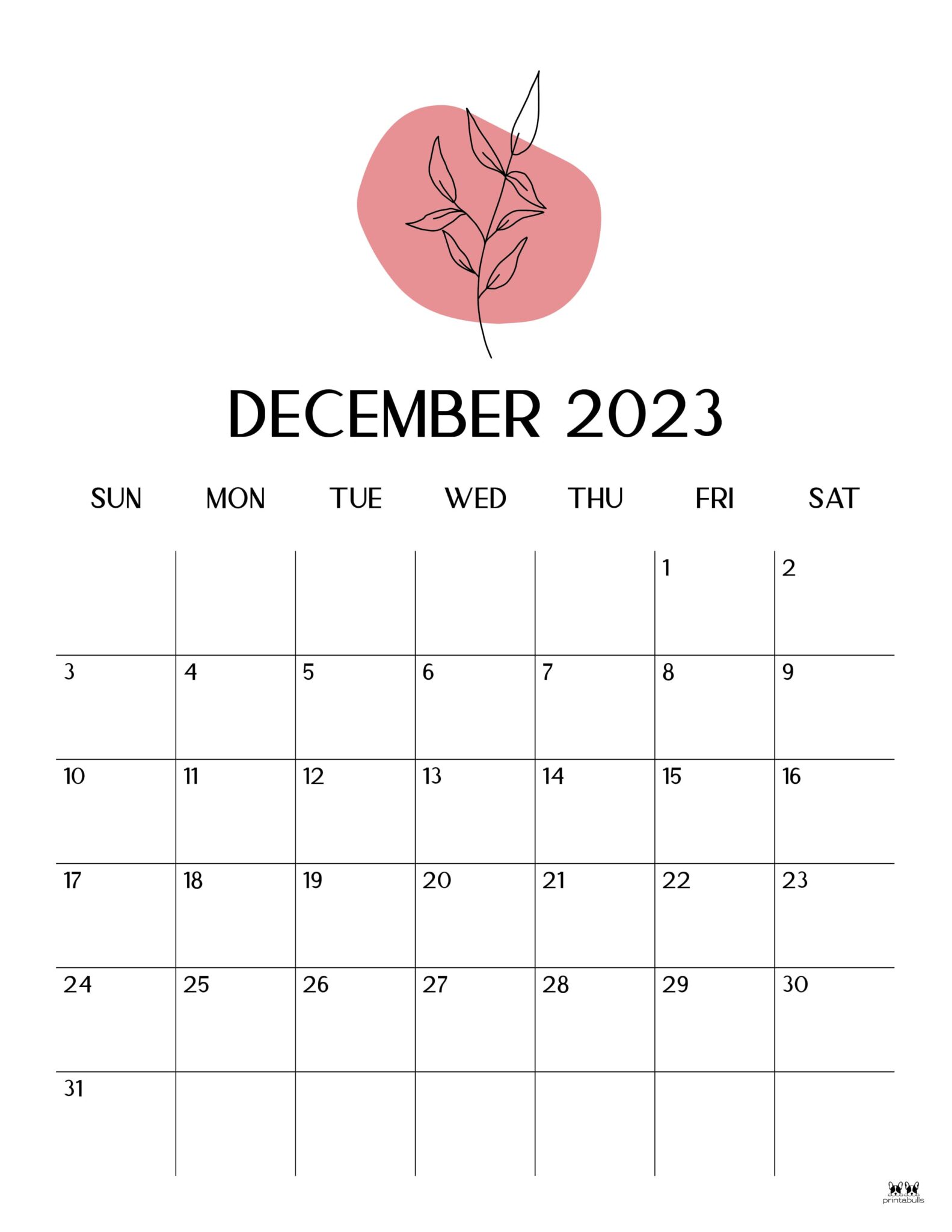 December 2023 Calendars - 50 FREE Printables | Printabulls