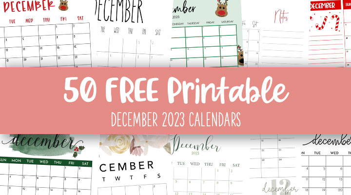 FREE Christmas-Themed December Printable Calendars!