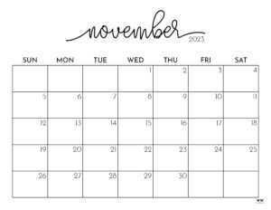 November 2023 Calendars - 50 FREE Printables | Printabulls