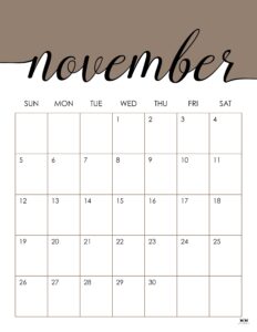 November 2023 Calendars - 50 FREE Printables - PrintaBulk