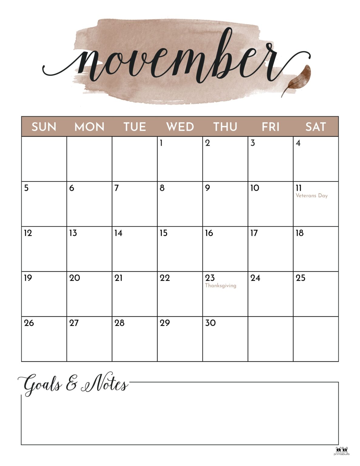 November 2023 Calendars - 50 FREE Printables | Printabulls