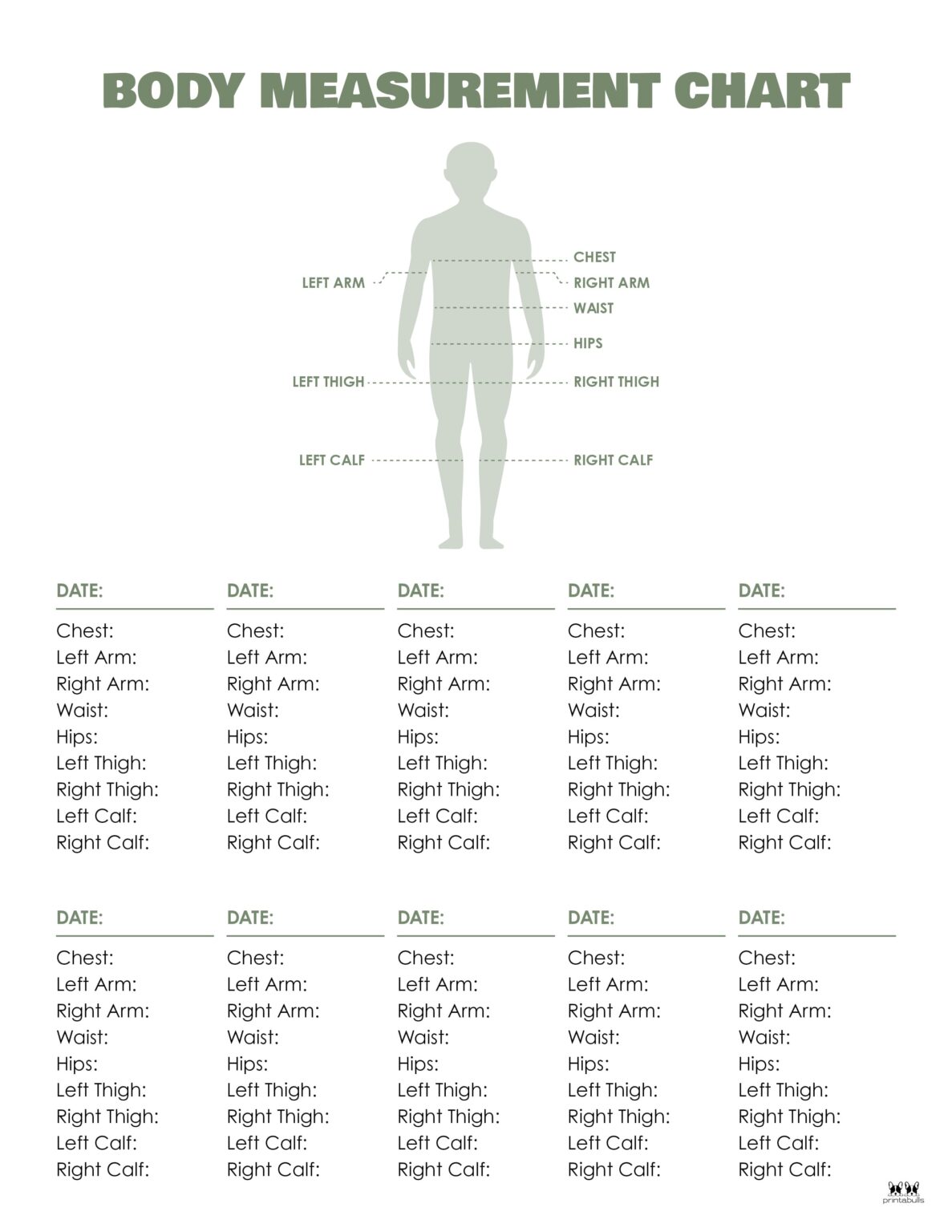 Body Measurement Charts - FREE Printables | Printabulls