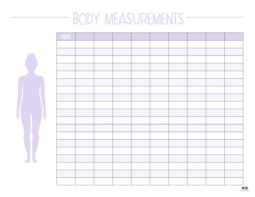 body measurement chart weight loss template