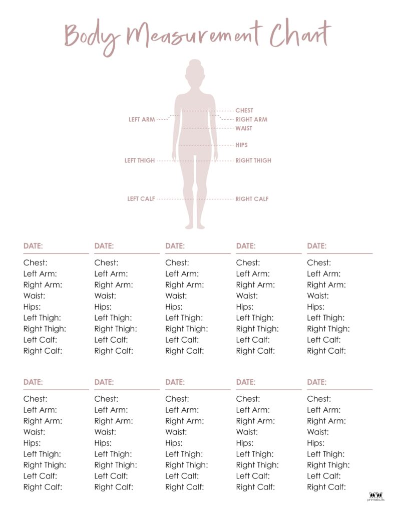 Weekly Weight And Body Measurement Chart For Women: Simple Log