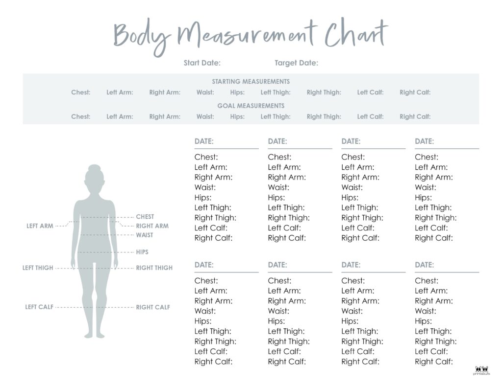 Weekly Weight And Body Measurement Chart For Women: Simple Log