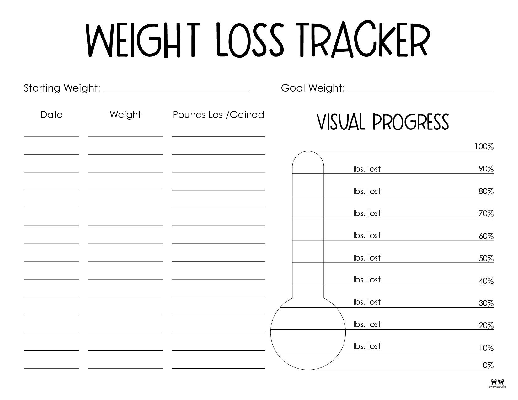 Weight Loss Trackers 29 FREE Printables Printabulls