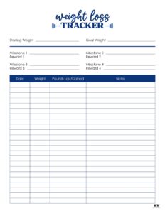 Weight Loss Trackers - 29 FREE Printables | Printabulls