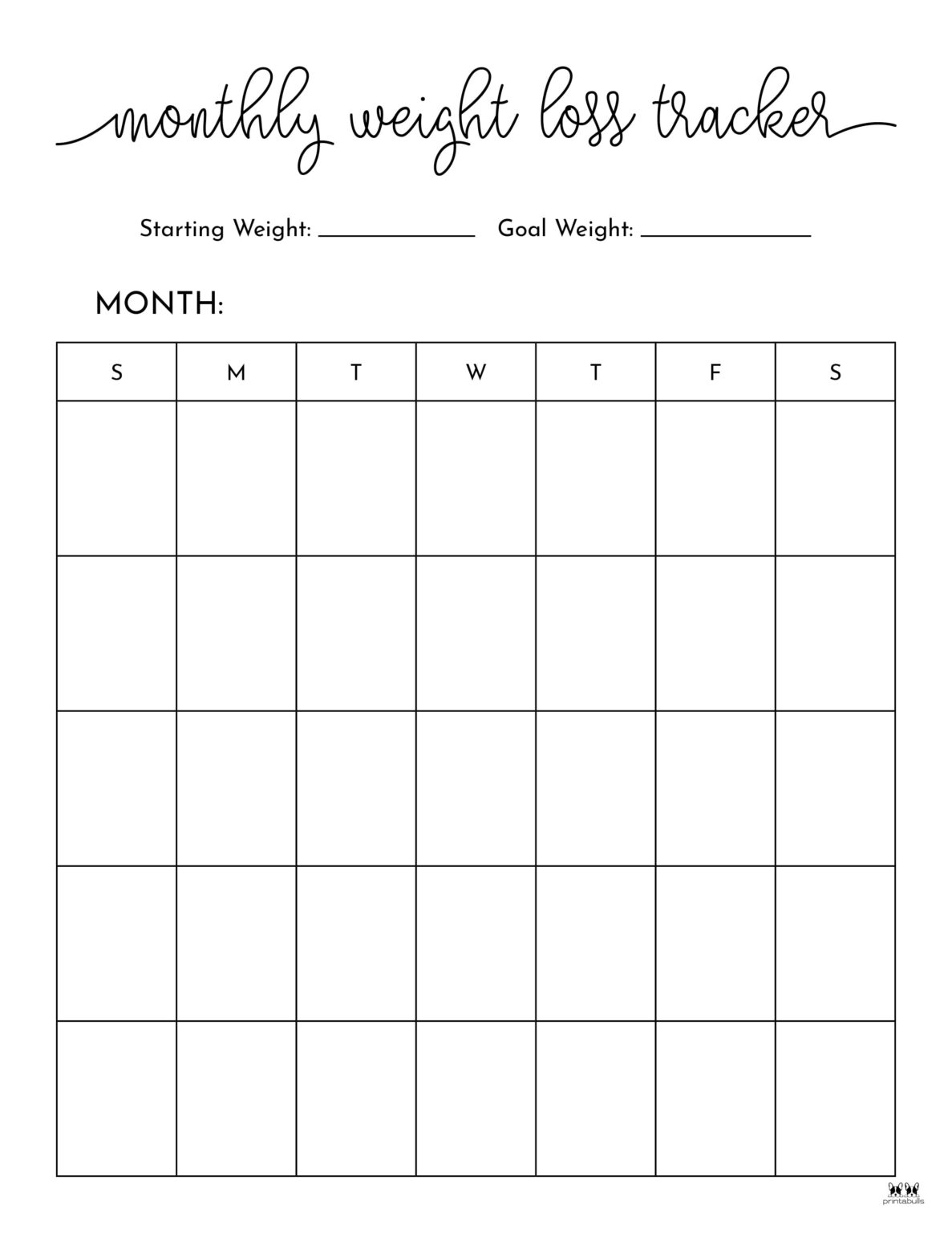 Weight Loss Trackers 29 FREE Printables Printabulls