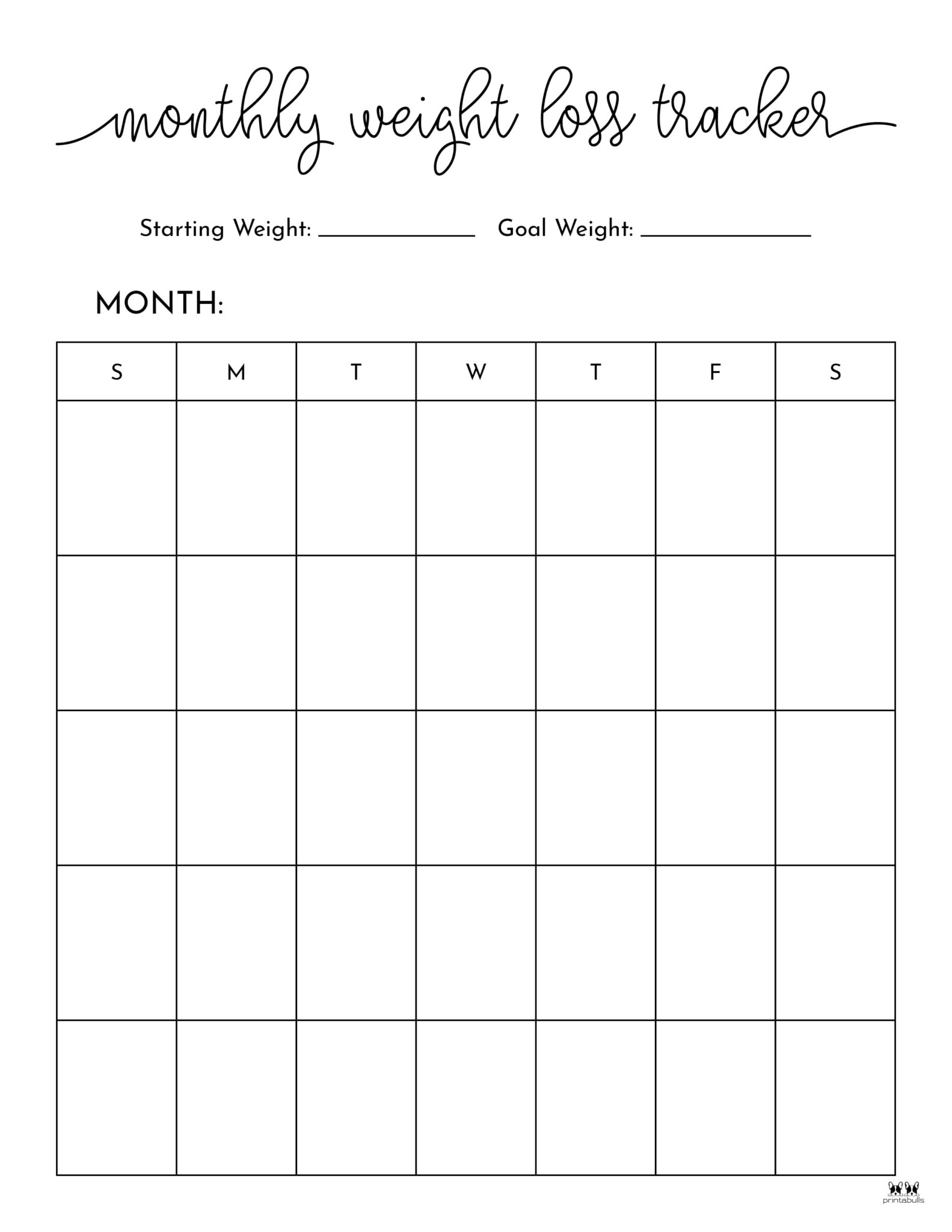 Weight Loss Trackers - 29 FREE Printables | Printabulls