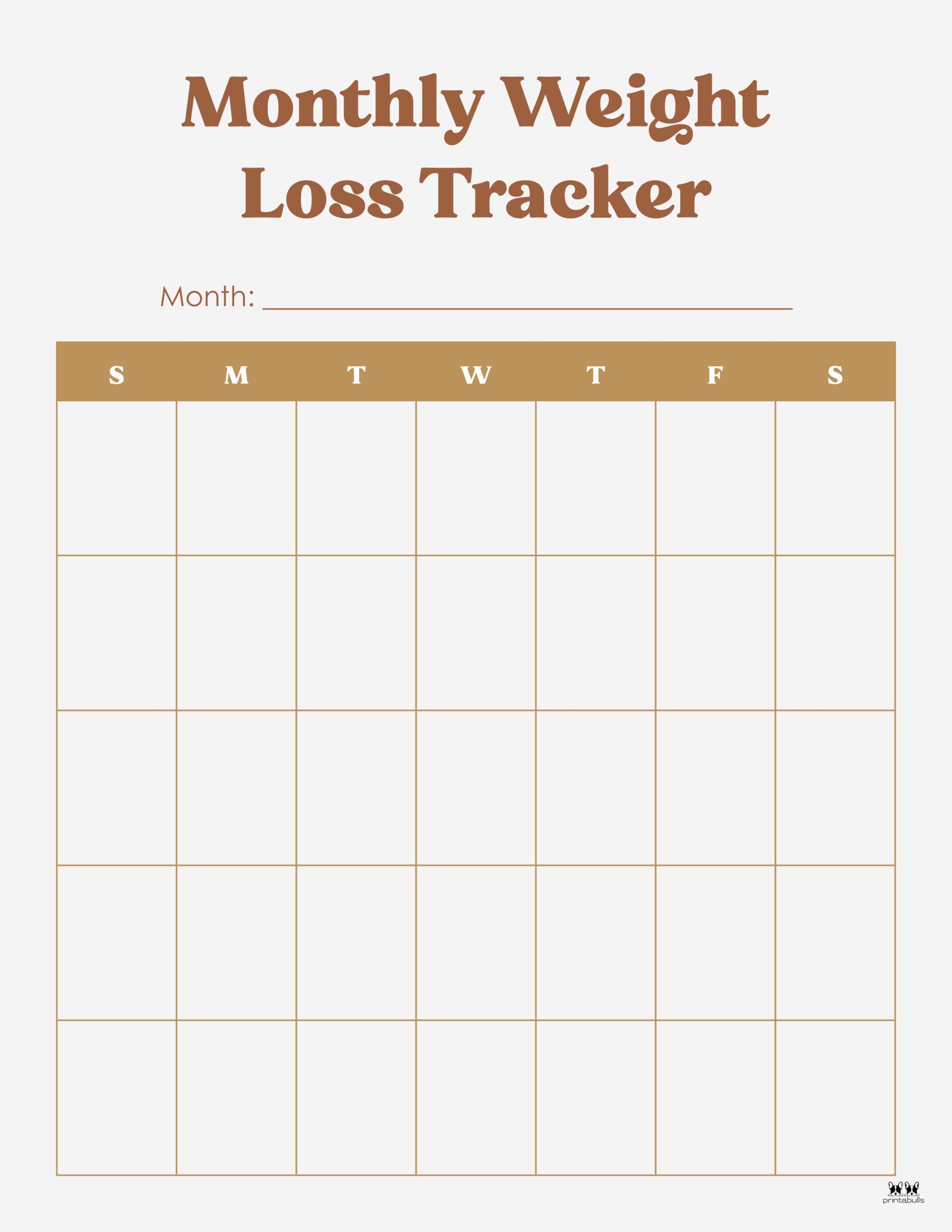 Weight Loss Trackers 29 FREE Printables Printabulls