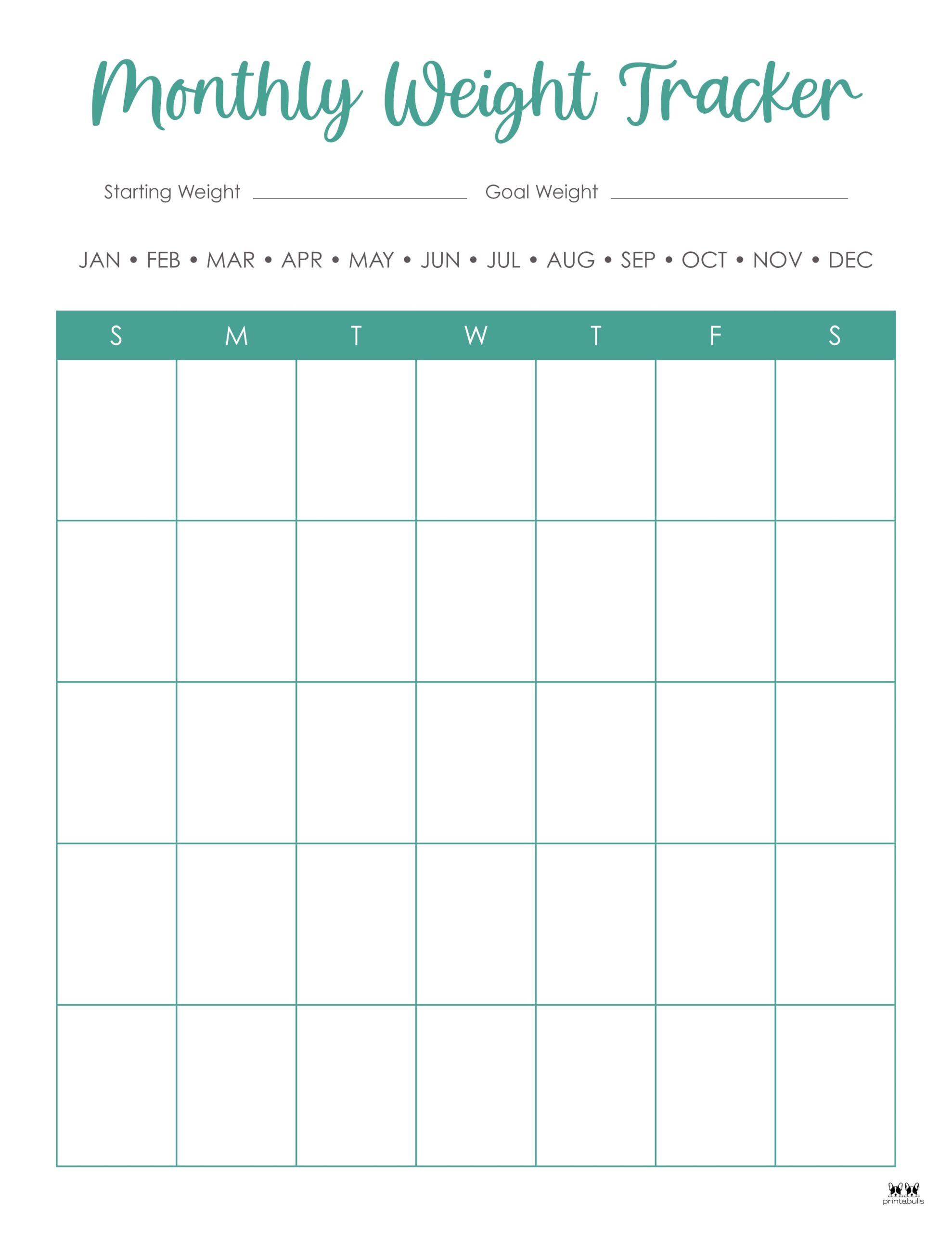 Weight Loss Trackers - 29 FREE Printables  Printabulls