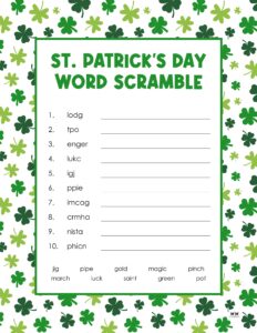 St. Patrick's Day Word Scrambles - 15 FREE Pages | Printabulls