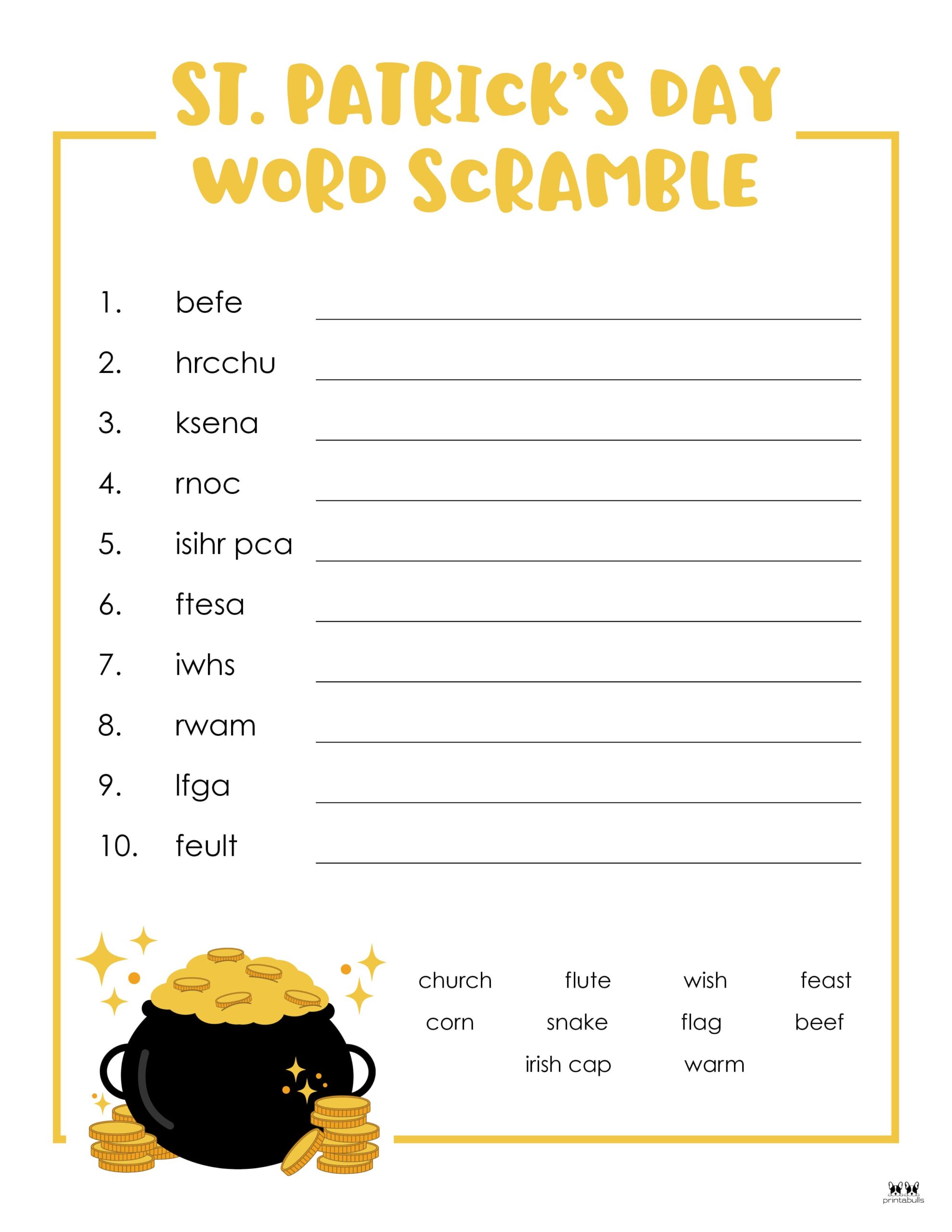 st patricks day word cards