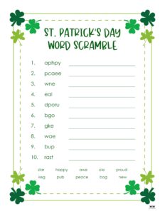 St. Patrick's Day Word Scrambles - 15 FREE Pages | Printabulls