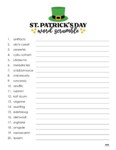 St. Patrick's Day Word Scrambles - 15 FREE Pages | Printabulls