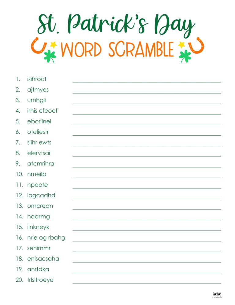 St. Patrick's Day Word Scrambles - 15 FREE Pages | Printabulls