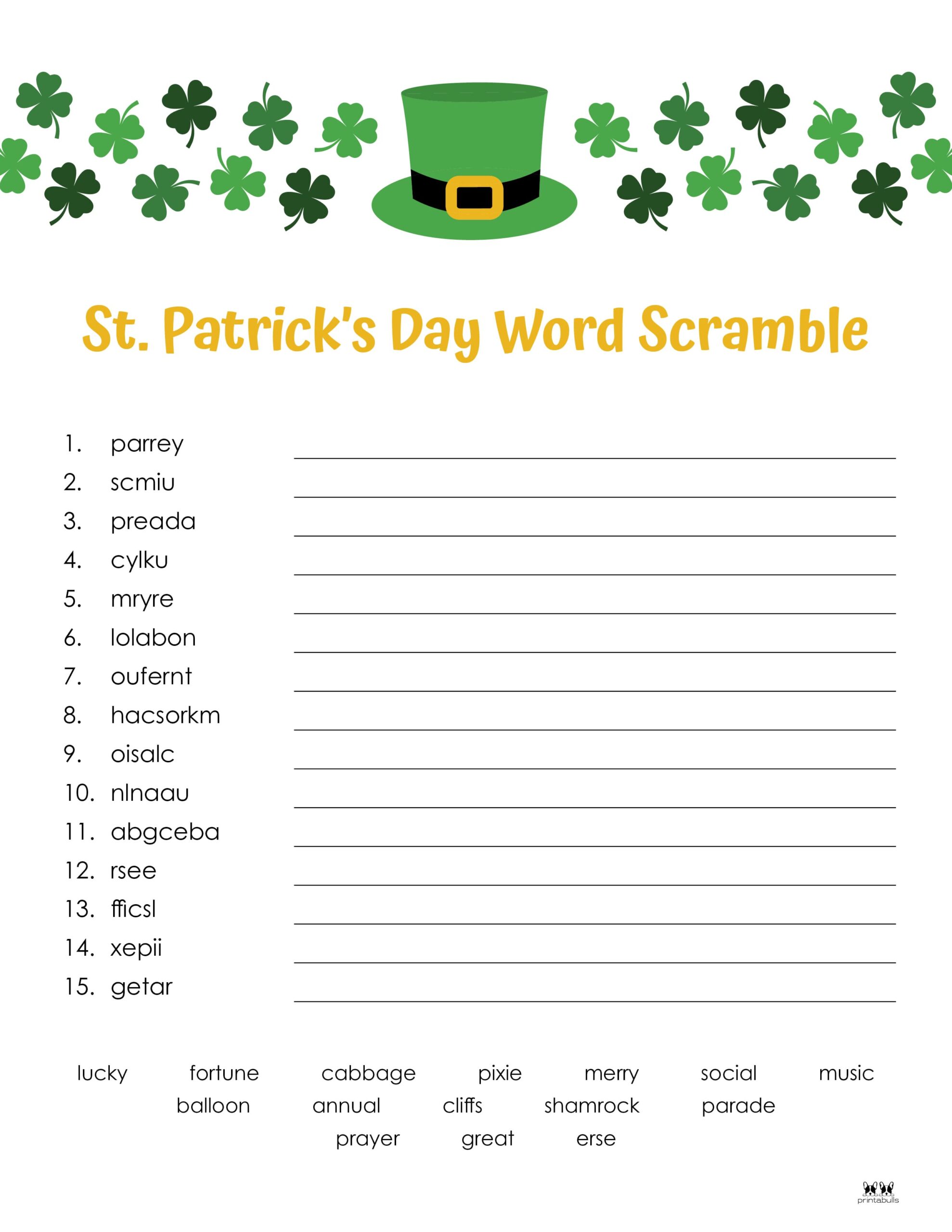 st patrick day word template