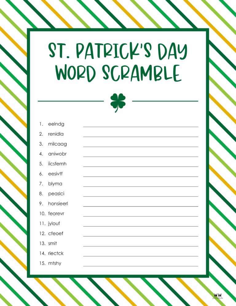 St. Patrick's Day Word Scrambles - 15 FREE Pages | Printabulls