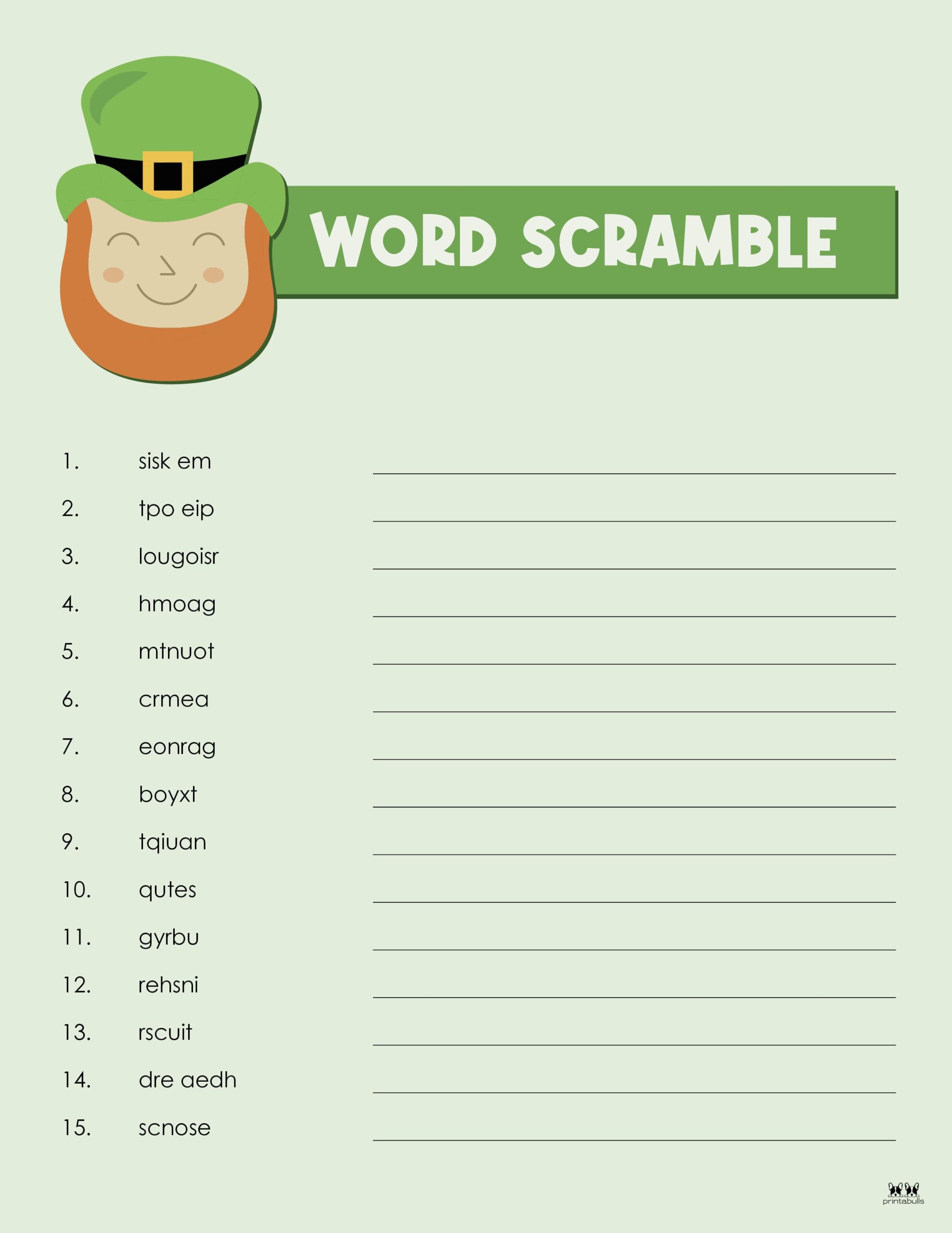 St. Patrick's Day Word Scrambles - 15 FREE Pages | Printabulls