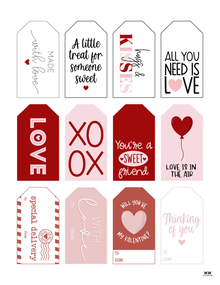 Valentine Tags - 300 FREE Printable Tags | Printabulls