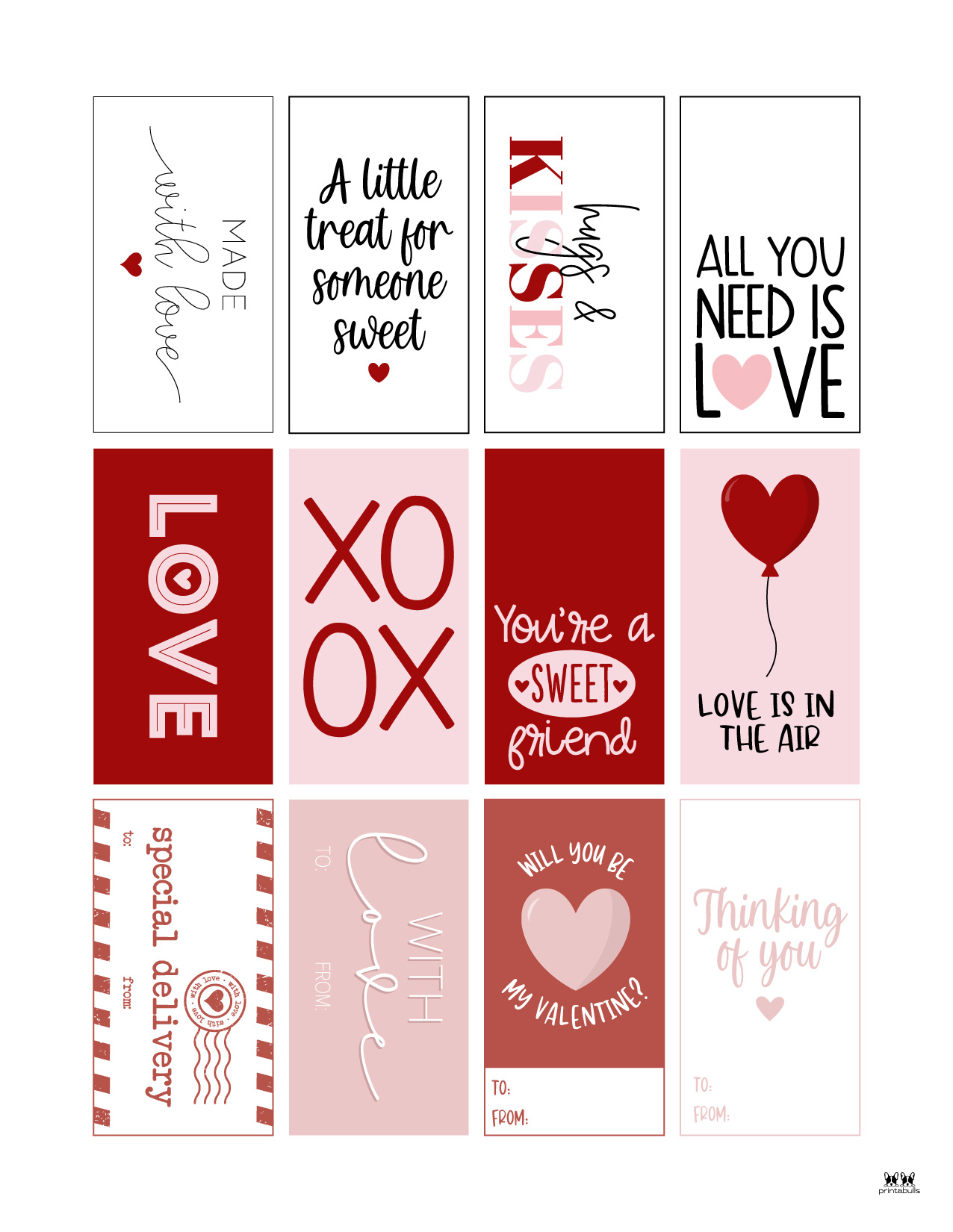 Valentine Tags - 300 FREE Printable Tags | Printabulls