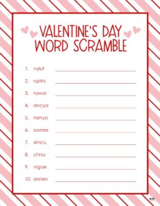 Valentine's Day Word Scrambles - 10 FREE Pages | Printabulls