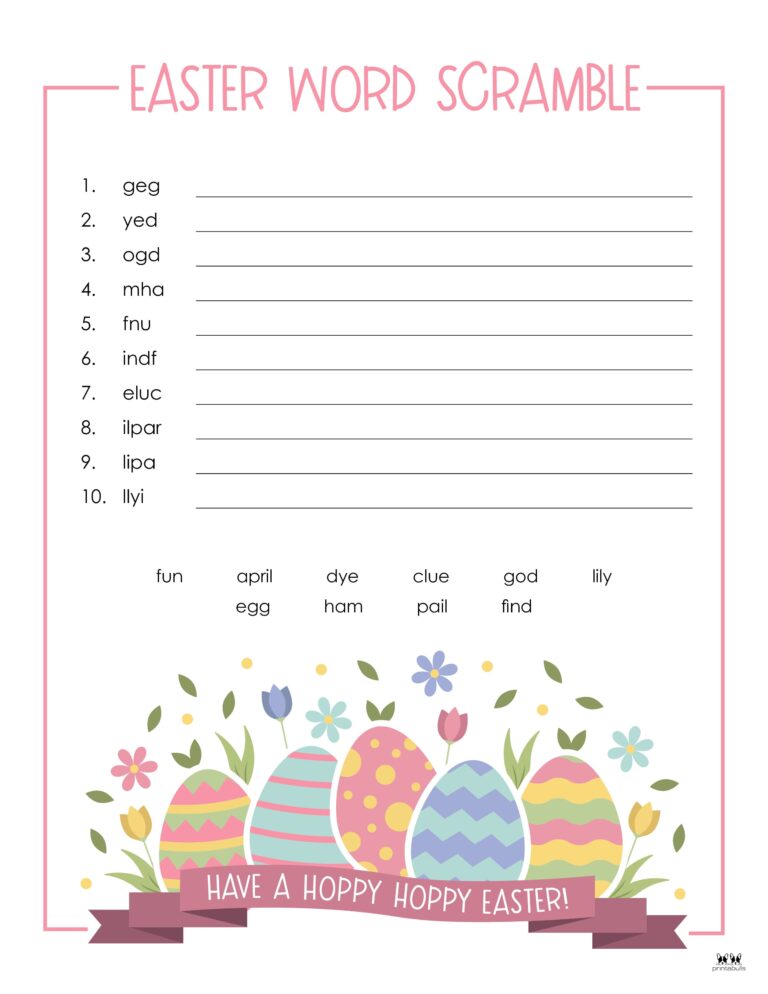 Easter Word Scrambles 15 FREE Printables Printabulls