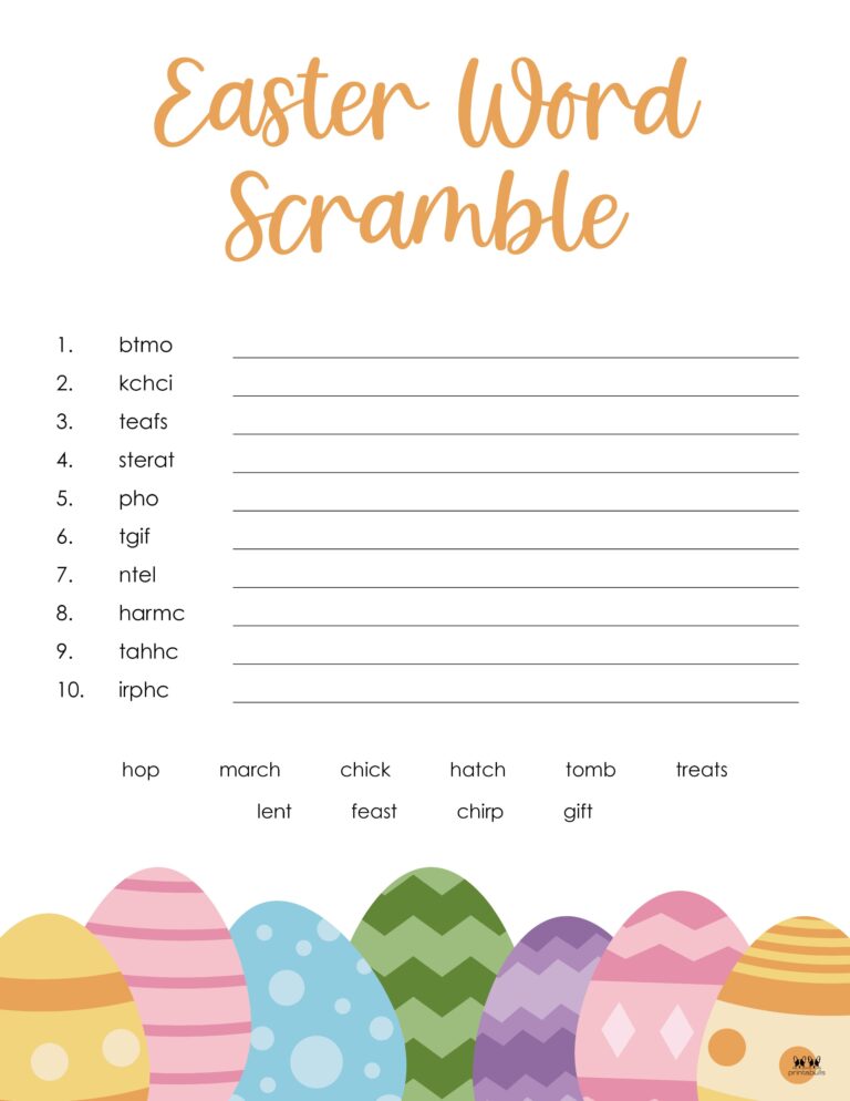 Easter Word Scrambles - 15 FREE Printables | Printabulls