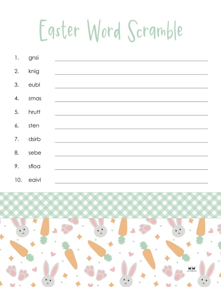 Easter Word Scrambles - 15 FREE Printables | Printabulls