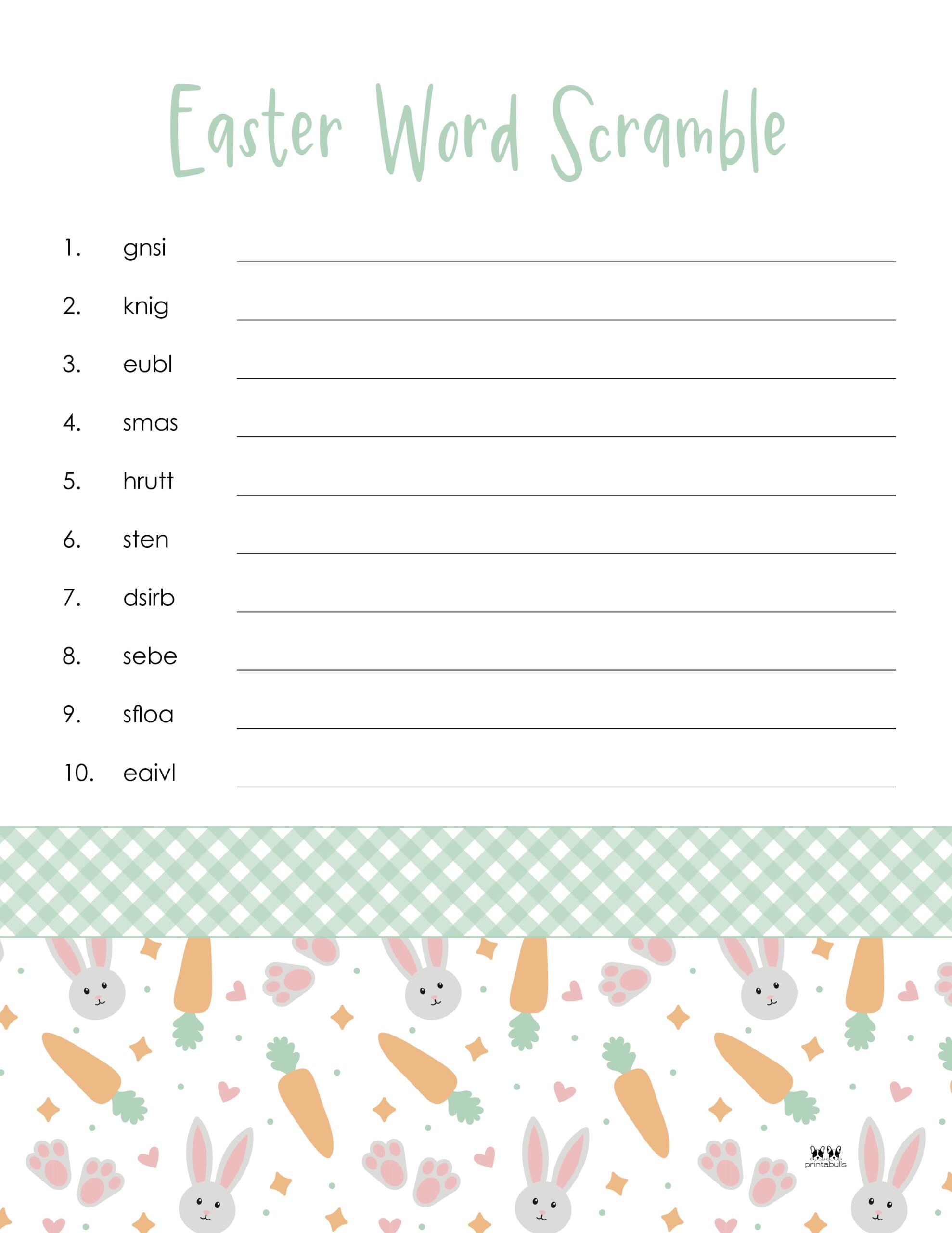 Easter Word Scrambles - 15 FREE Printables | Printabulls