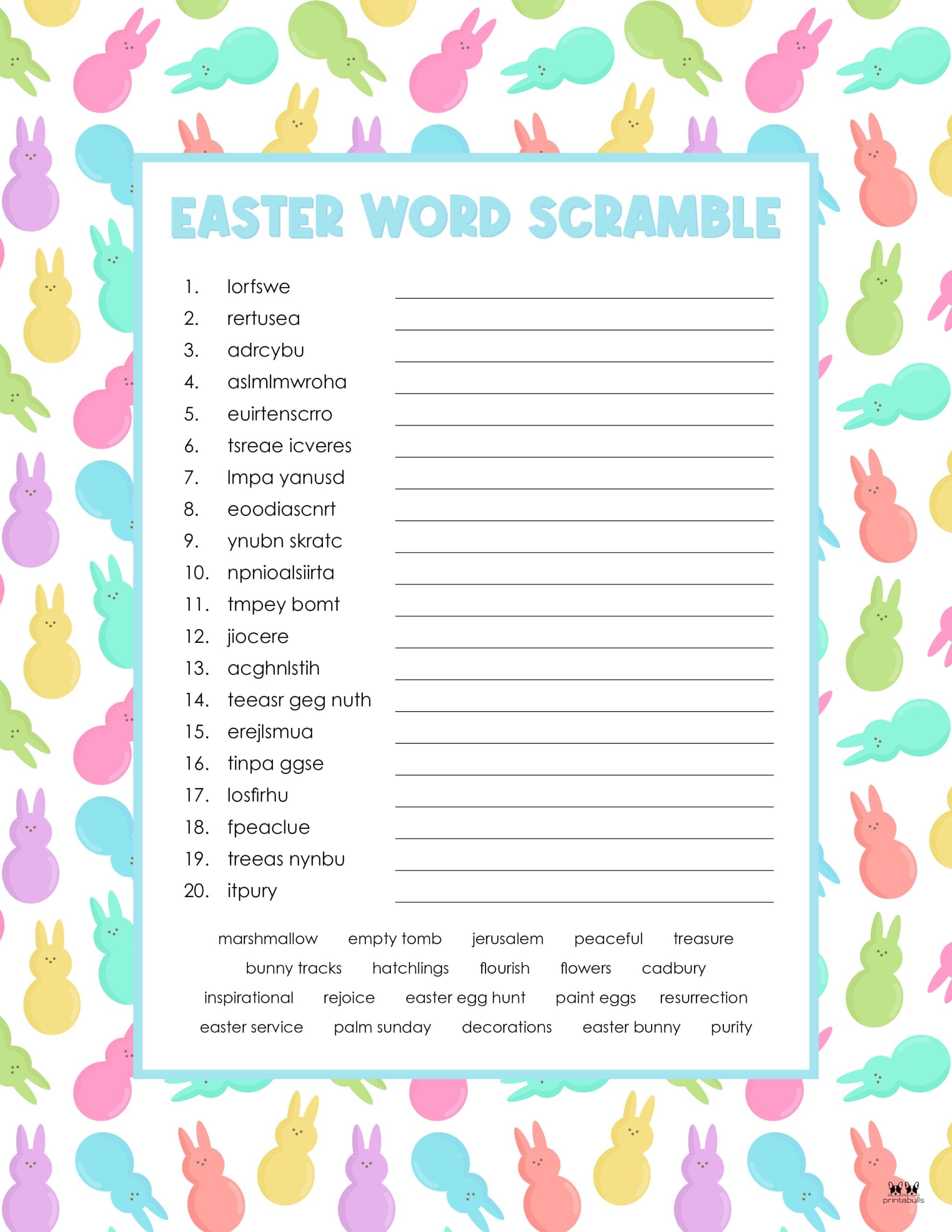 Easter Word Scrambles 15 FREE Printables Printabulls