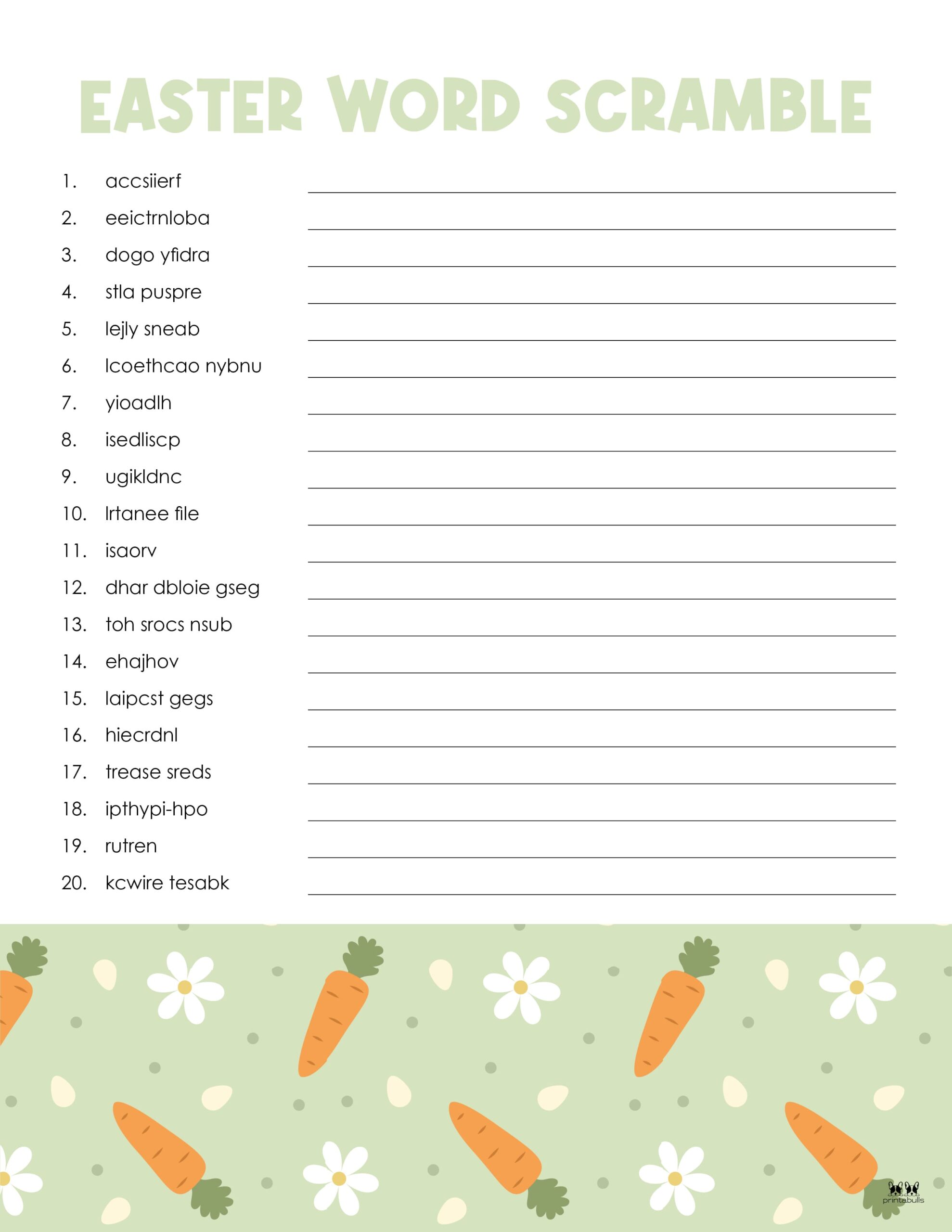 Easter Word Scrambles - 15 FREE Printables | Printabulls