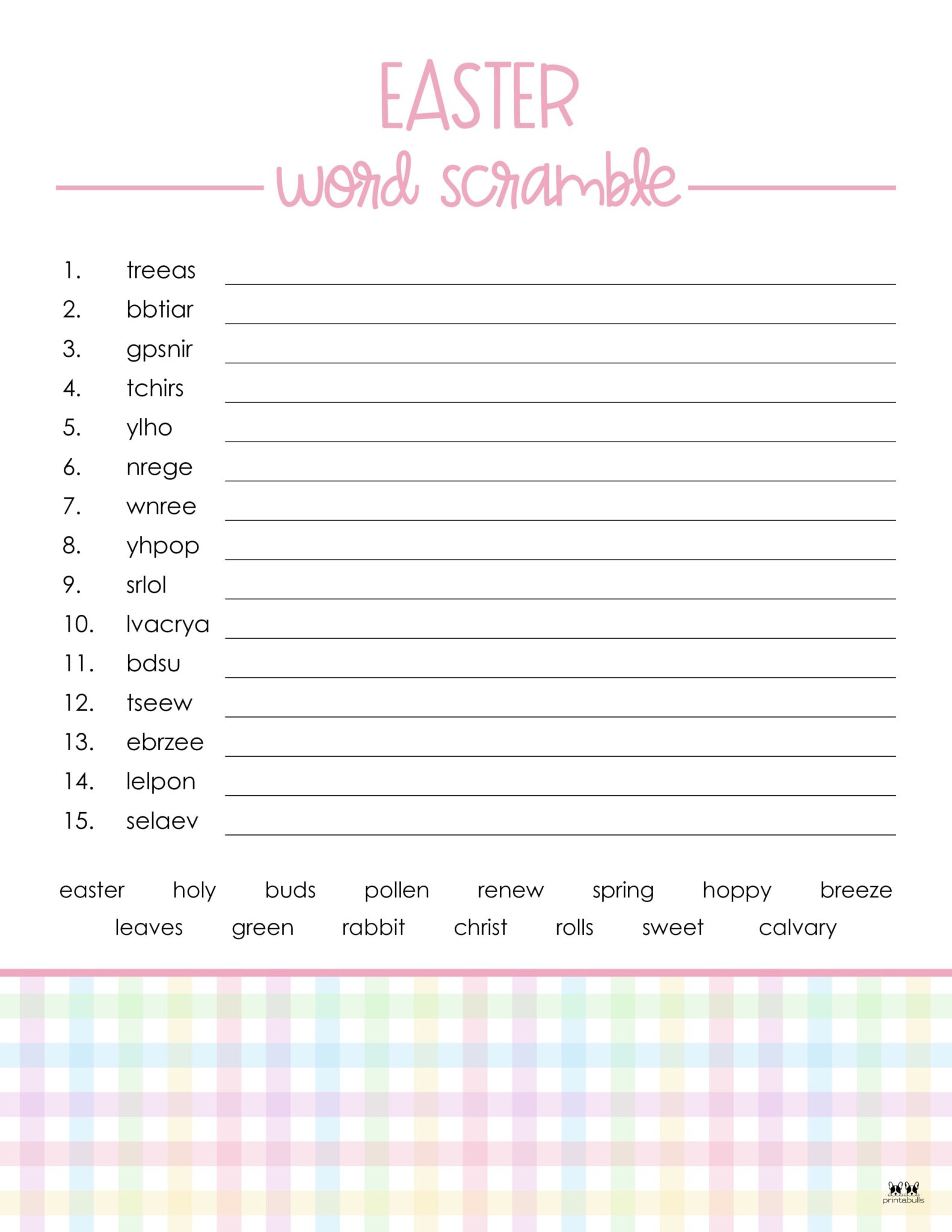 Easter Word Scrambles - 15 FREE Printables | Printabulls