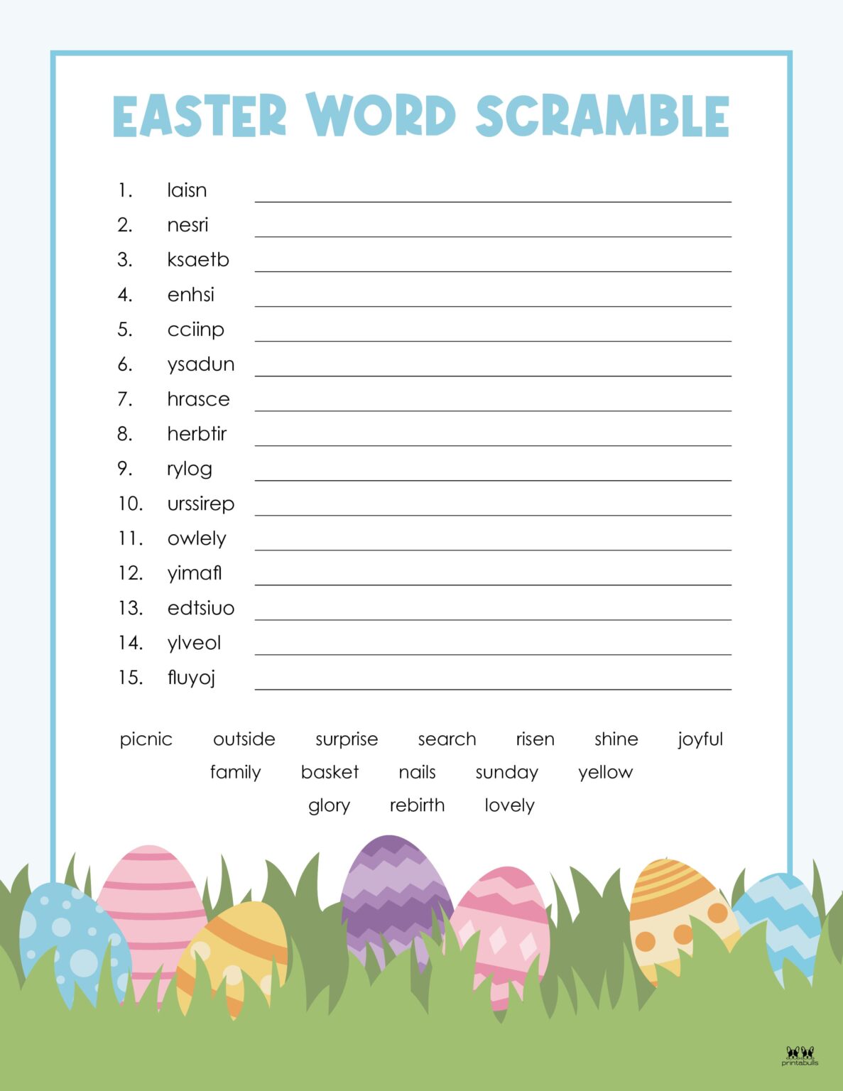 Easter Word Scrambles - 15 FREE Printables | Printabulls