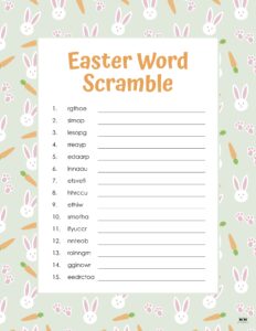 Easter Word Scrambles - 15 FREE Printables | Printabulls