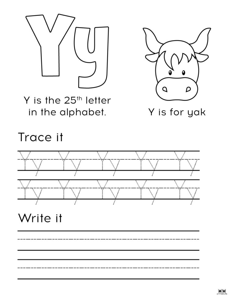 Letter Y Worksheets - 50 FREE Printables | Printabulls