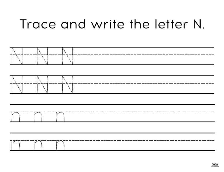 Letter N Worksheets - 50 FREE Printables | Printabulls