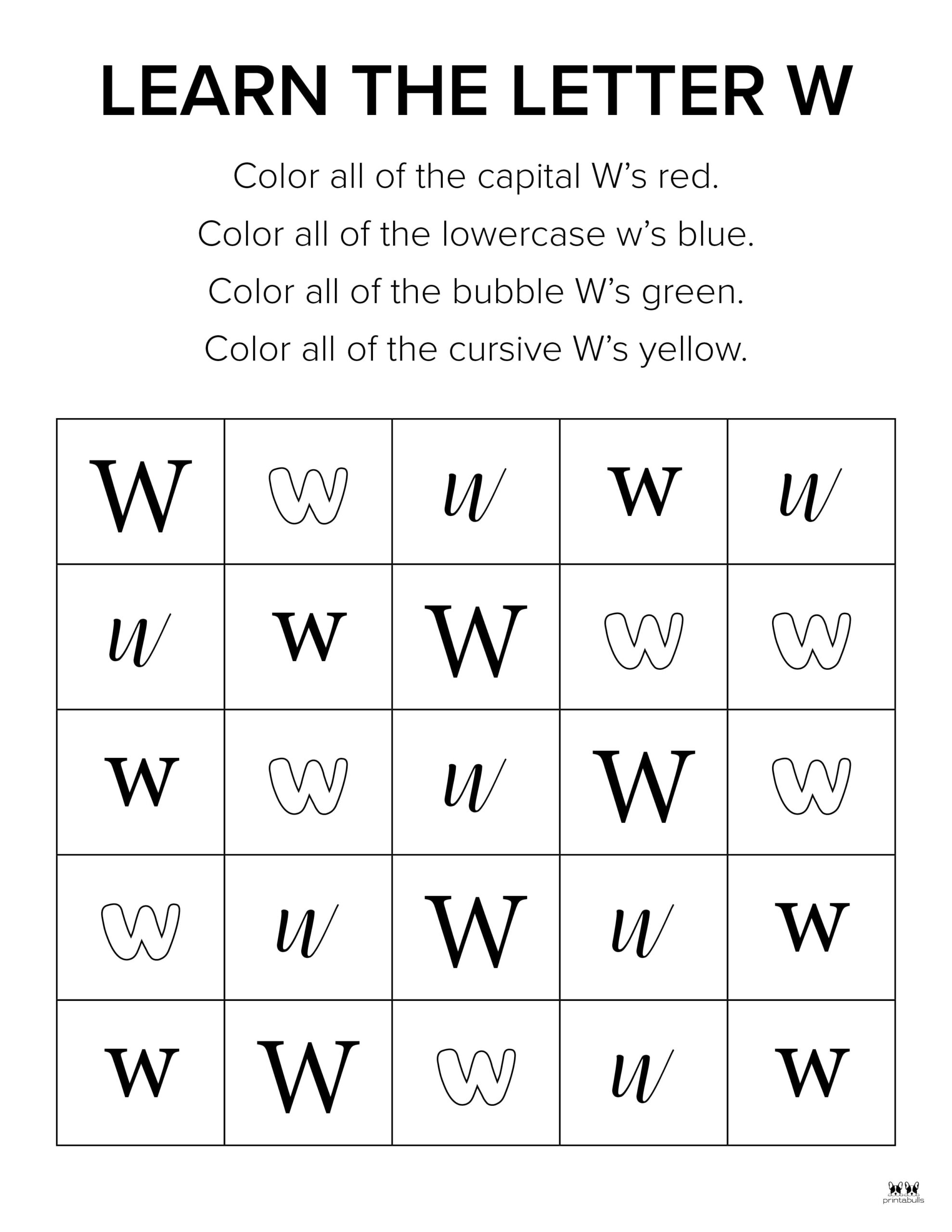 Letter W Worksheets - 50 FREE Printables | Printabulls