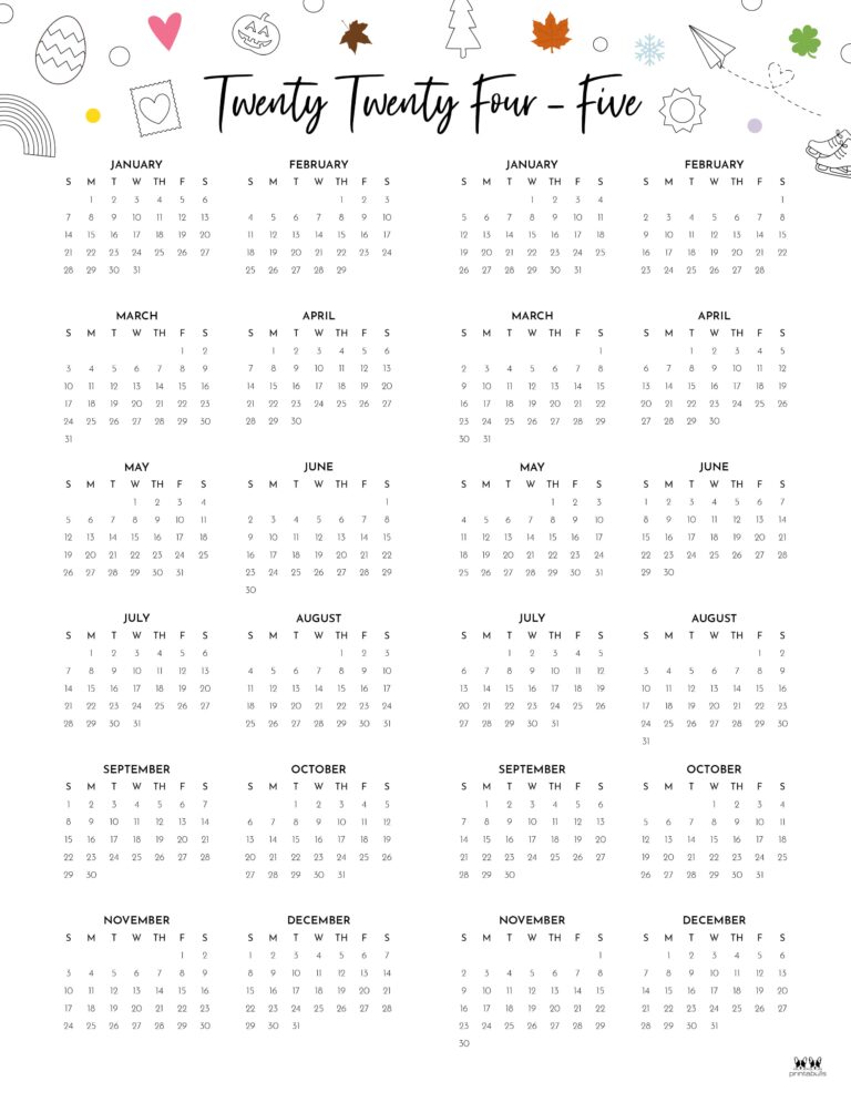 2024-2025 Two Year Calendars - 10 FREE Printables | Printabulls