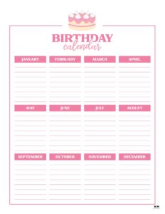 Birthday Calendars & Trackers - 20 FREE Printables | Printabulls