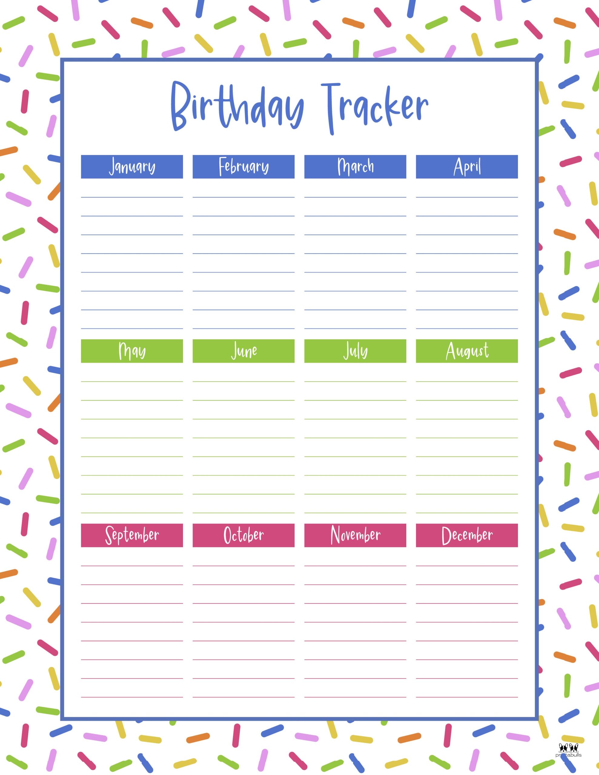 Birthday Calendars & Trackers - 20 FREE Printables | Printabulls