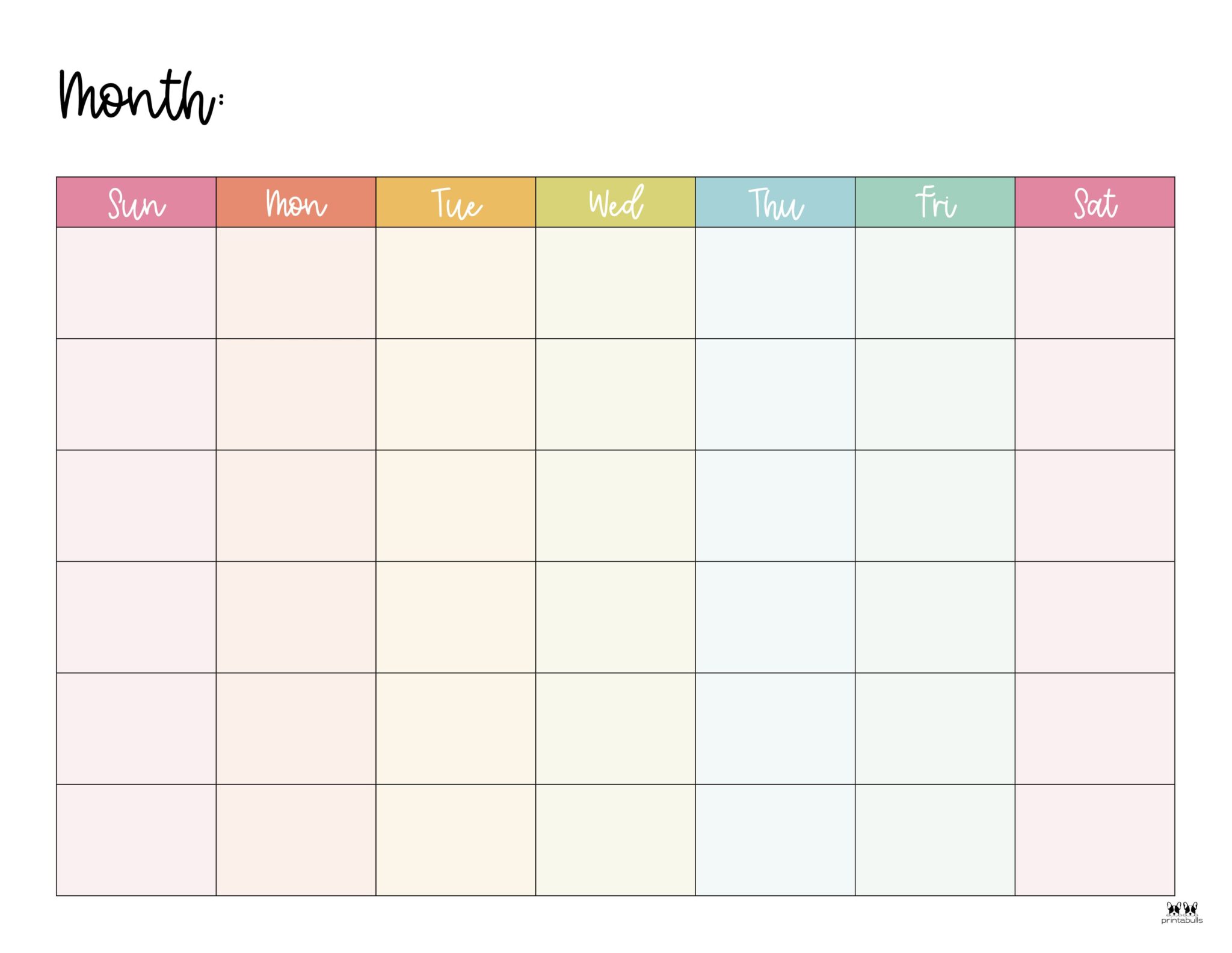 Blank Calendars - 15 FREE Printables | Printabulls