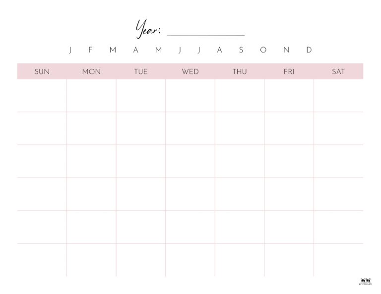 Blank Calendars - 15 FREE Printables | Printabulls