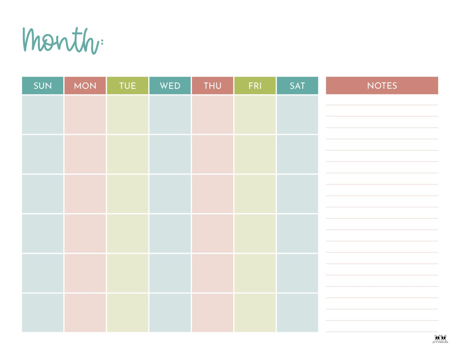 Blank Calendars - 15 FREE Printables - PrintaBulk