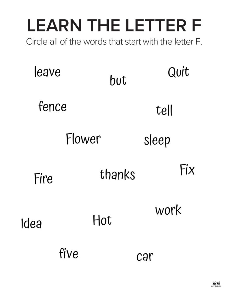 words start with letter f