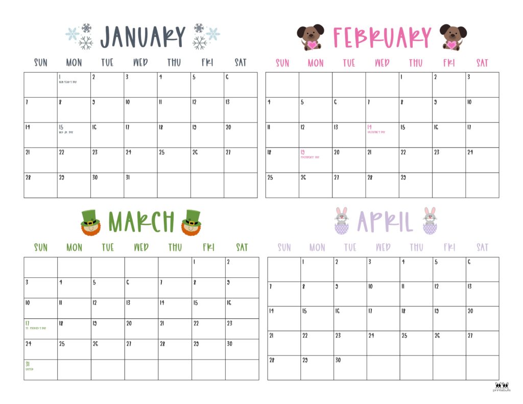 Free Printable 4 Month Calendar 2024 Tracy Harriett