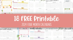 Printable 2024 Four Month Calendars Feature Image 300x167 
