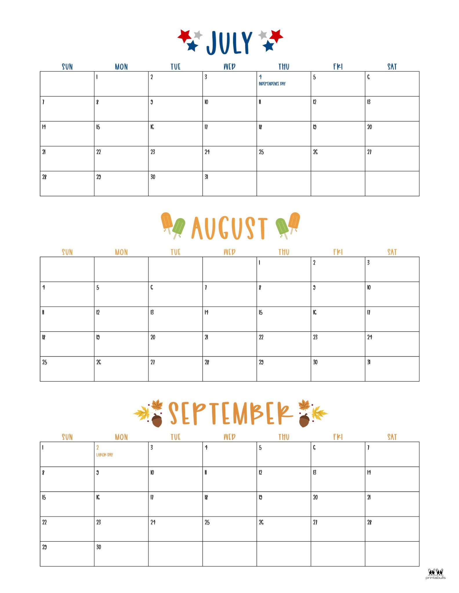 2024 Summer Calendars 18 FREE Printables Printabulls