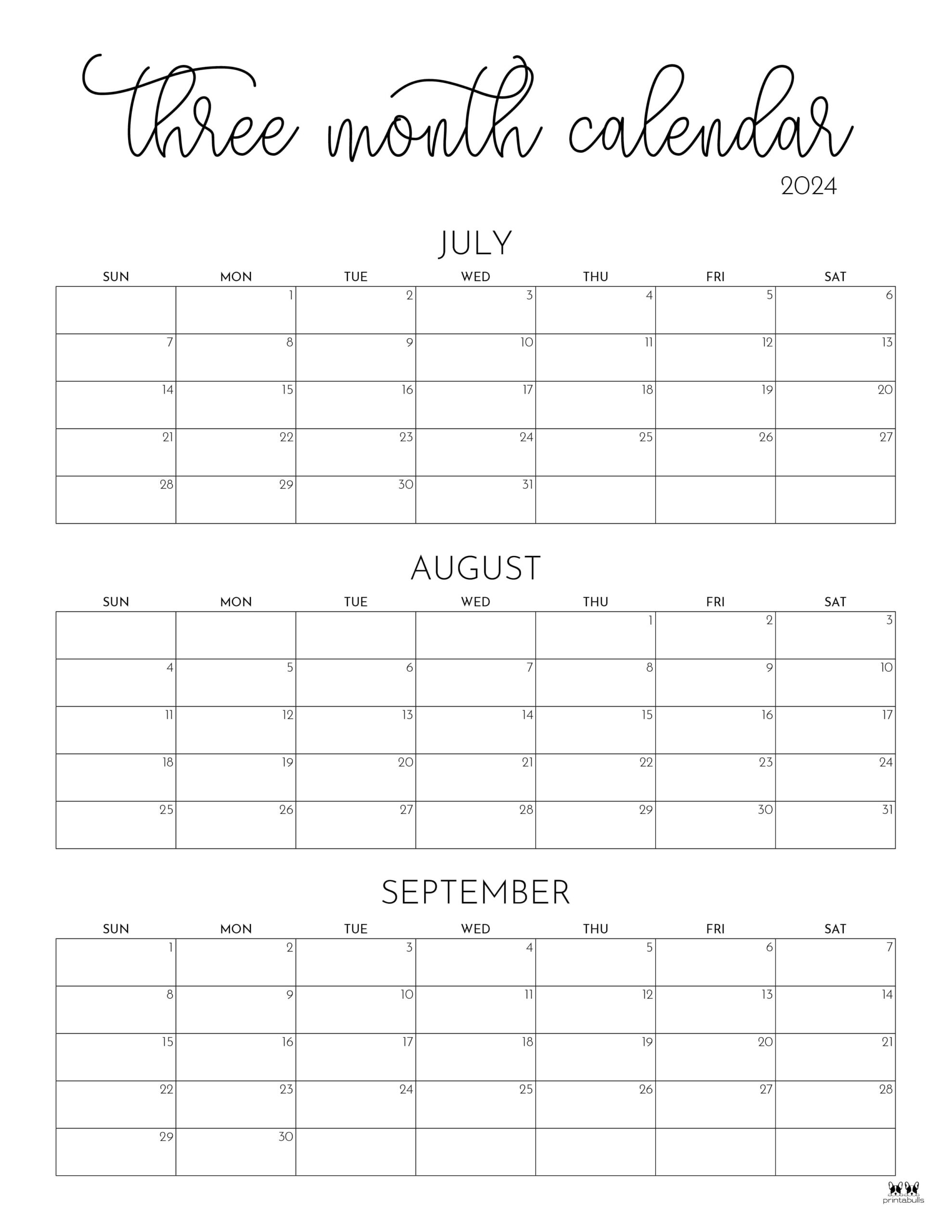 Three Month/Quarterly Calendars 36 FREE Calendars Printabulls