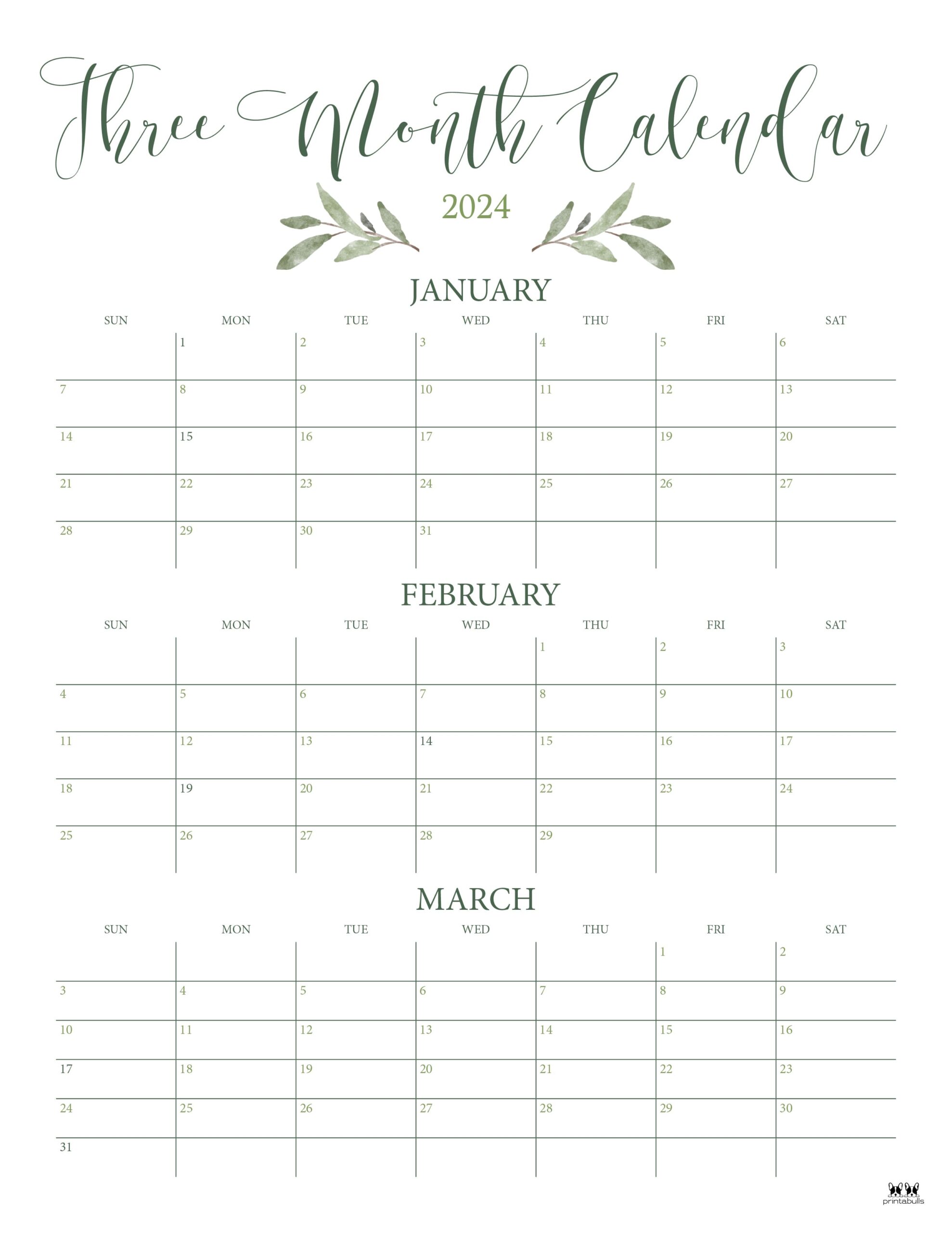 Three Month/Quarterly Calendars 36 FREE Calendars Printabulls